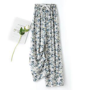 人造棉睡裙女夏季绵绸薄款吊带可爱睡衣碎花卡通家居服大摆太阳裙