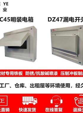 C45漏电开 关箱DZ47全铁带盖子电箱家用工厂漏电盒4/8/10/12/14/1