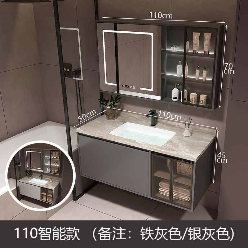 岩浴室一体拼接板柜洗手盆柜盆洗漱洗脸陶瓷池卫生间组合台无缝台