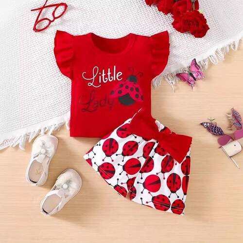 3pcs Toddler Baby Girl Short Set Letter Graphics Sleeveless