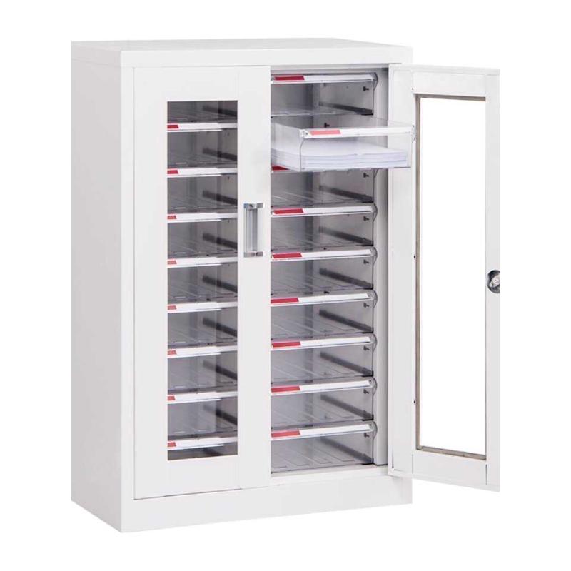 文件柜办公室抽屉式多层a4资料档案效率票据落地玻璃门带锁铁皮柜