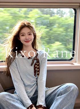 法国Rixo Rane舒适仙女风法式飘带T恤蝴蝶结宽松显瘦长袖上衣女
