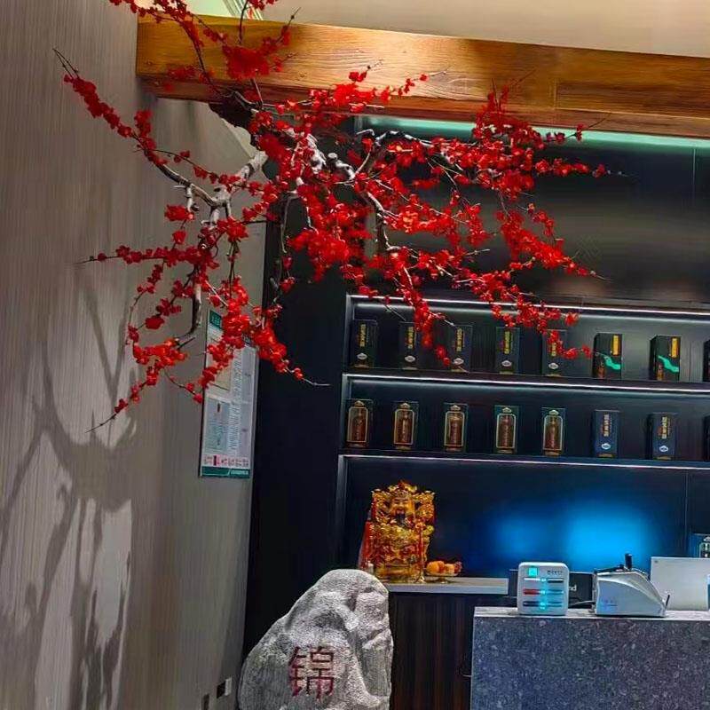 壁挂式仿真梅花枝腊梅枝酒店餐厅墙壁新中式禅意吊顶装饰干花树枝