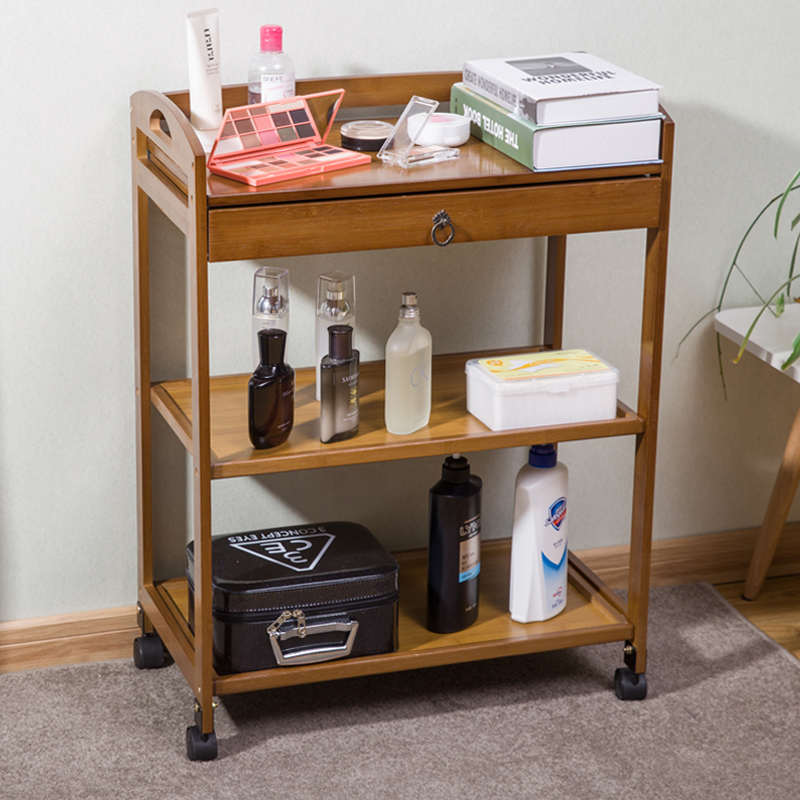 楠竹移动餐车推车火锅店置物架美容院美发店酒店工具车茶水车实木