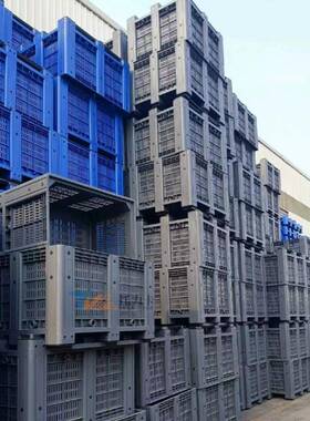 大型周转卡BLG板箱板塑料卡箱式车托盘配盖周转箱叠厚款叉折卡板