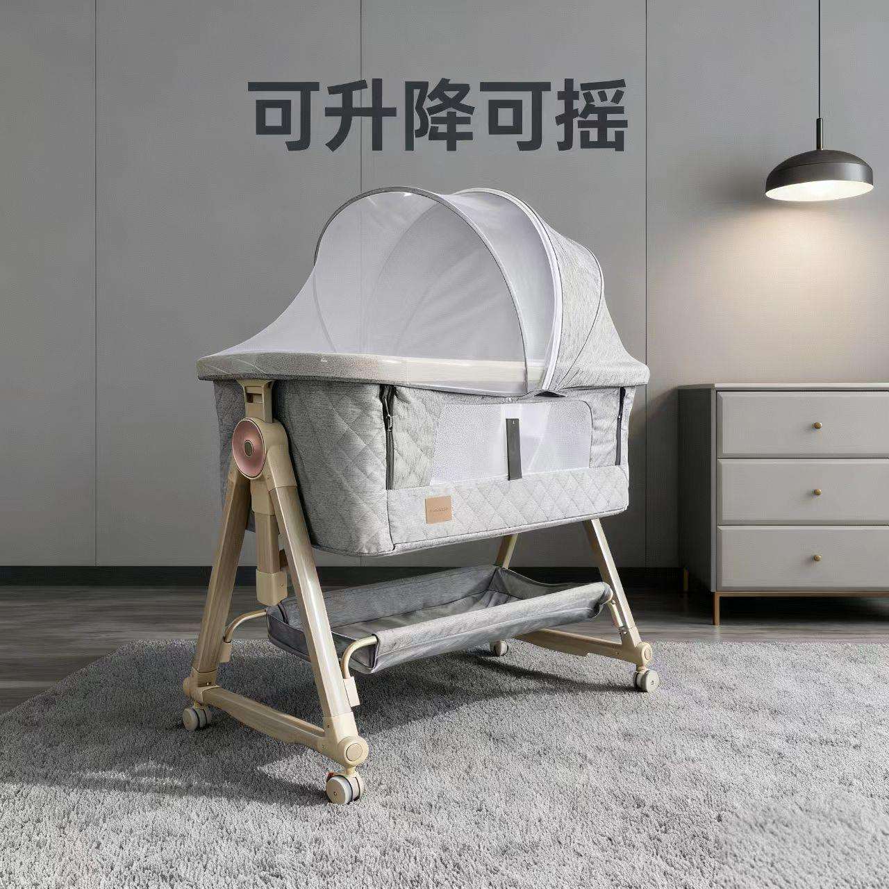 婴儿床可移动多功能宝宝床便携式折叠拼接大床新生儿摇篮床上小床