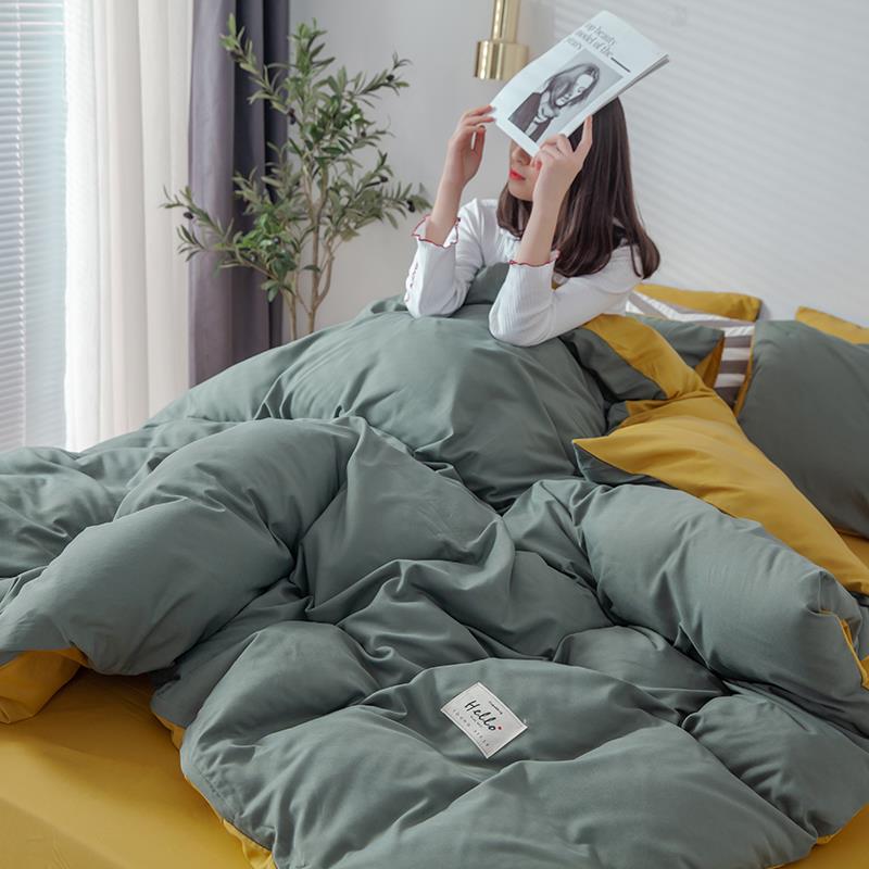 正品纯色四件套1.58m被套棉1.床单人学生宿洗舍1.2米三件套床上水