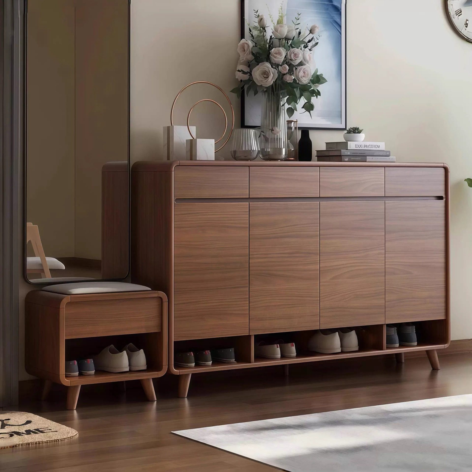 鞋柜用门口新中式入户玄关收纳柜一体靠墙走廊储物鞋架子,住宅家具,鞋柜,淘宝优惠券,粉丝福利购,淘宝优惠卷