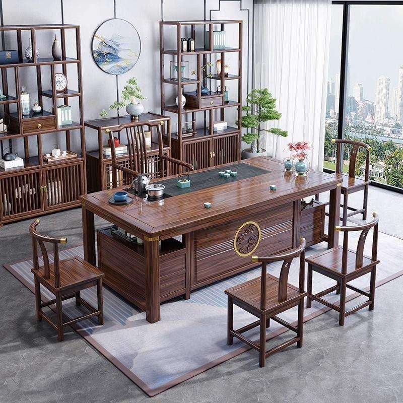 实木茶桌椅组合一桌五椅茶几茶台新中式茶具套装一体办公室喝茶桌