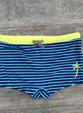 Striped coconut tree swimming trunks big kids boxer trunks