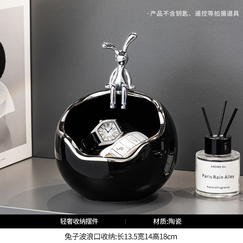 背景墙创意兔子玄关钥匙装饰摆件