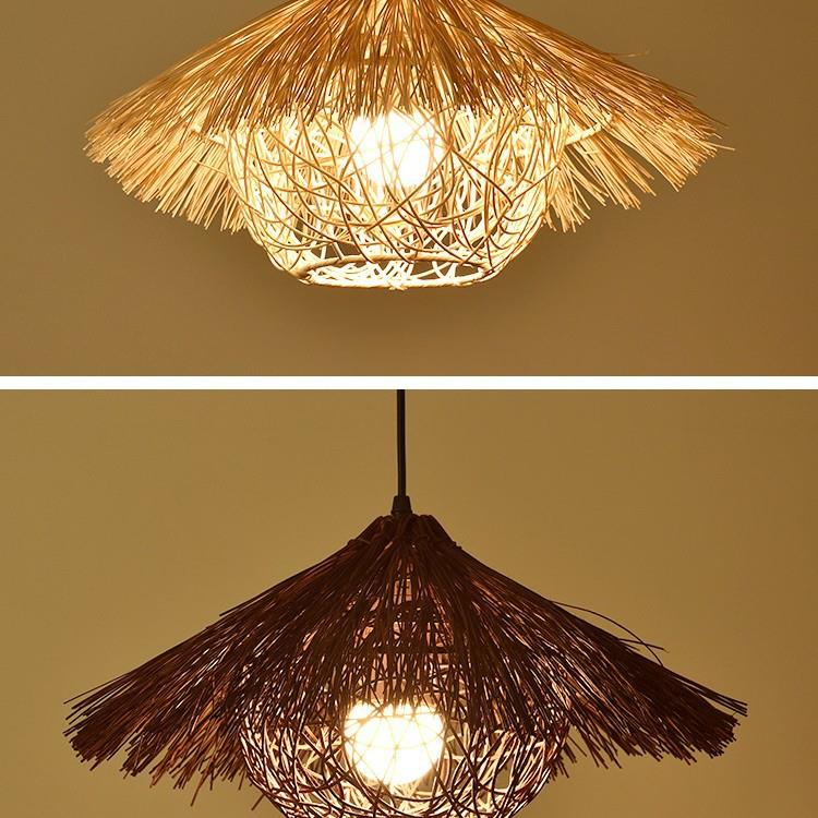 创意藤编草帽灯罩复古日式餐厅个性火锅店藤艺民宿东南亚竹编吊灯