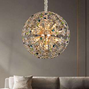 铧锒卧室水晶吊灯2026新款 轻奢球形房间吊灯现代温馨浪漫书房灯具
