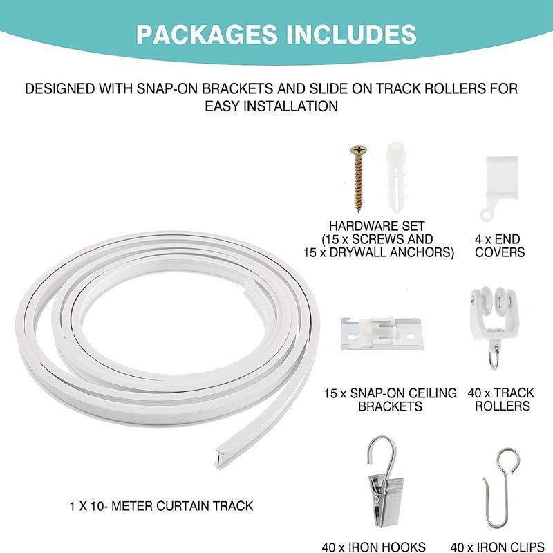 10弯轨套装U窗米RFY帘弯胶曲轨道不锈钢夹挂钩滑轮安装码螺型丝塞