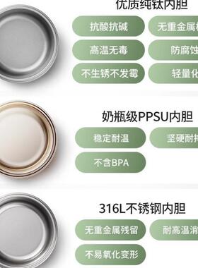 浦利顿婴幼儿注水保温碗宝宝辅食碗专用不锈钢恒温碗儿童餐具套装