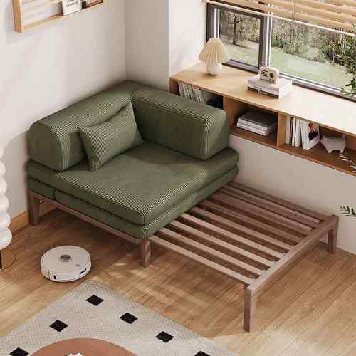 可折叠沙发床单人小户型客厅家用实木沙发床书房贵妃多功能伸缩床