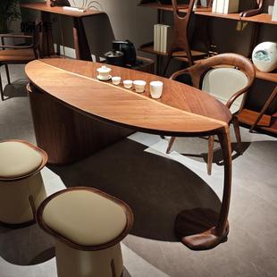 婉作新中式茶桌2025新款黑胡桃木茶室高级感家用客厅接待泡茶台