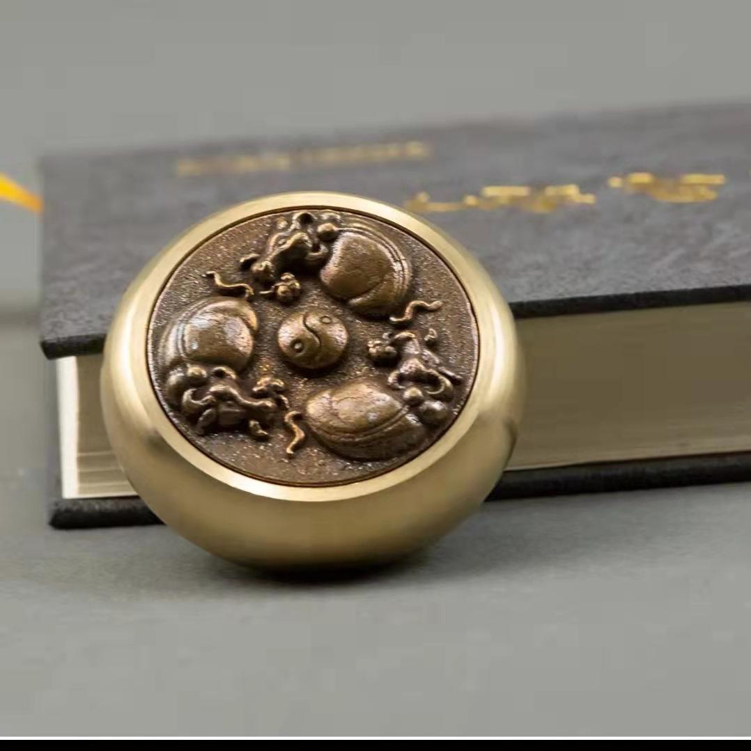 纯黄铜手把件摆件旋转麻将指尖陀螺胡赢钱减压神器打牌桌面吉祥