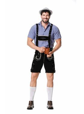 M-XXL Men German Oktoberfest Lederhosen Costume Short Sleeve