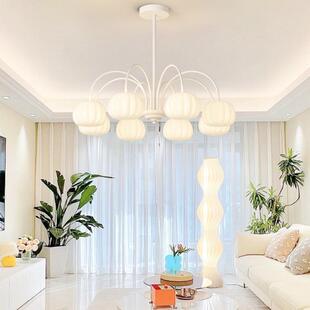 客厅灯现代简灯约奶套油风灯全光谱护眼LM043卧室灯网吊红南瓜中