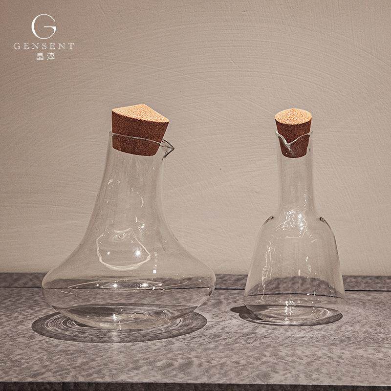 晶淳 现代极简风带瓶塞冷水壶 醒酒器玻璃酒壶家用 客厅餐桌摆件