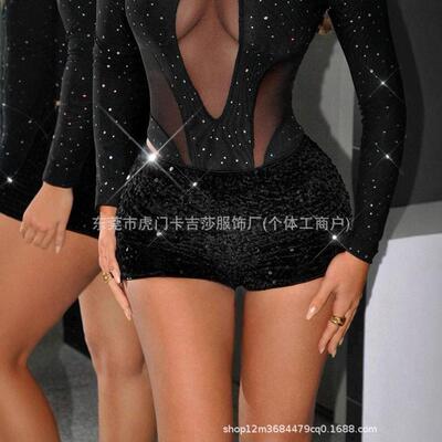 Women'S Sequin Mini Fashion Elastic Waist Shorts Bottoms