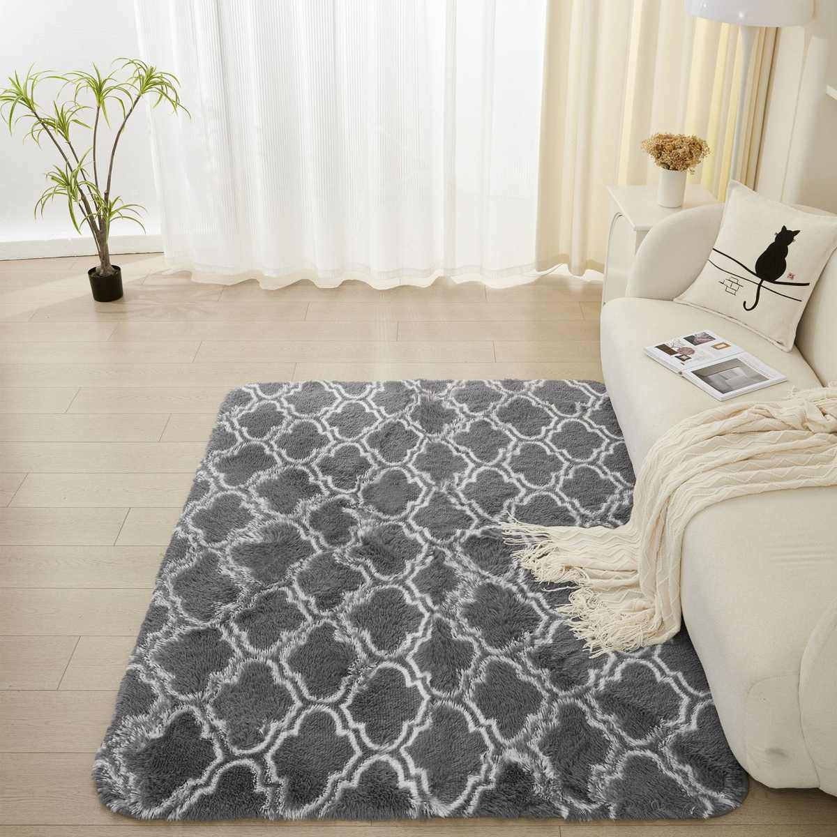 长绒毛扎染花纹地毯北欧ins风卧室地垫客厅飘窗床边垫加厚可水洗,居家布艺,家用脚垫,淘宝优惠券,粉丝福利购,淘宝优惠卷