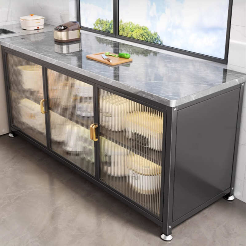 厨房置物架岩板落地多层功能靠墙一体收纳柜餐边工作台储物橱柜子