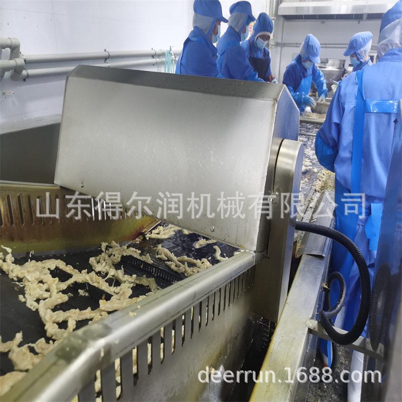 手工投料小酥肉油炸机鸡肉上浆裹粉生产线大产量自动化操作