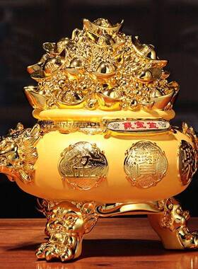 绒沙金摆件电镀沙金聚财聚宝聚宝盆摆件可以存钱招财礼品