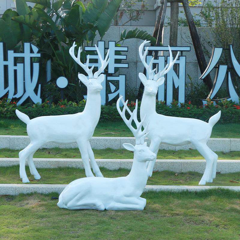 抽象梅花鹿摆件户外玻璃钢动物雕塑简约现代园林庭院景观装饰小品