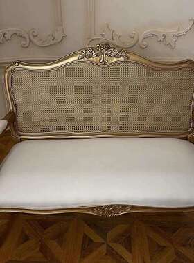 美0J式乡村发实木雕NPZ法式花藤编金色做旧双人三人沙影楼摄影民