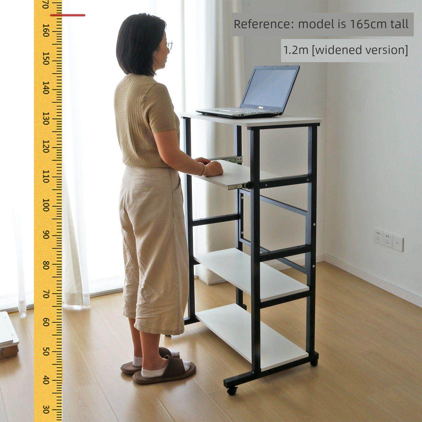 堡讯多层站立式电脑桌加高办公桌移动打印机工作台车间仓拉车盖布