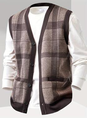 P 64827 Men's V-Neck Cardigan Vest 针织开衫