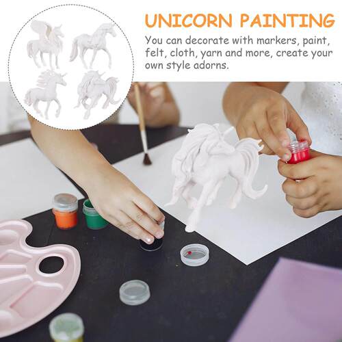 4 Pcs Coloring White Embryo and Crafts for Kids Unicorn Toy
