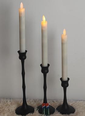 ins创意覆古北欧烛台 金属铁艺烛台托盘烛光晚餐蜡烛底座铁柱烛台