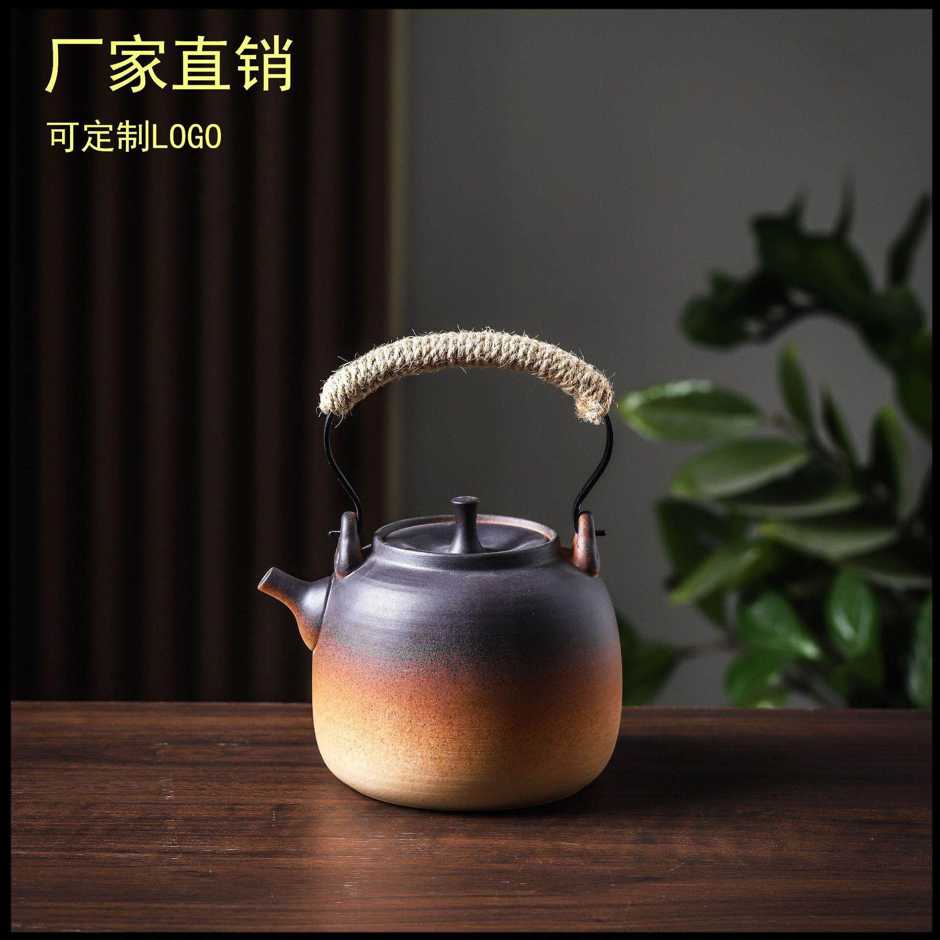 陶瓷煮茶器罐罐茶煮茶壶侧把壶黑茶炭泡茶炉围炉功夫茶具陶壶碳明