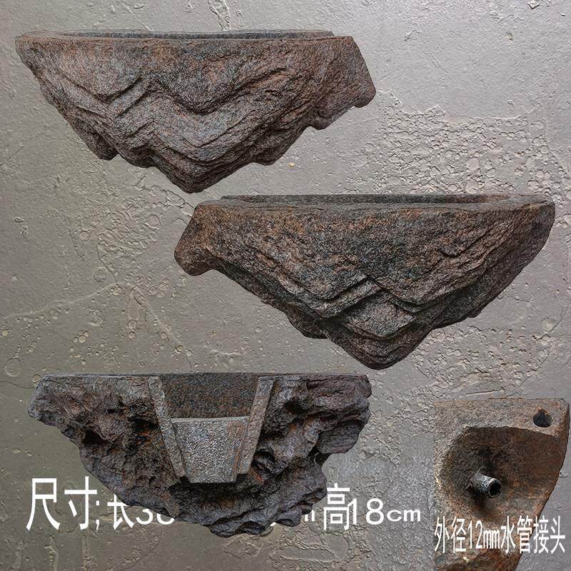 树脂材质彷石挂壁流水件庭院花园造景水幕墙水池循环隔断景观布置