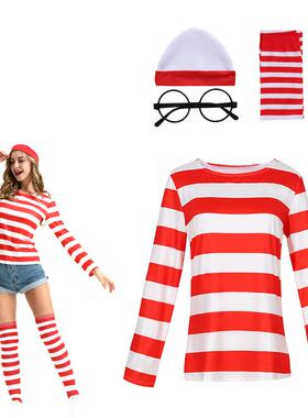 万圣节亲子装聪明的沃里Where's Wally英国服装cosplay