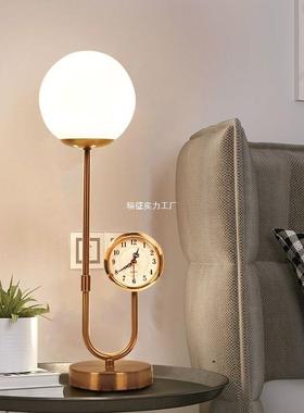 现代时钟表台灯卧室床头尚阅读作学习看书KTA写字简约饰装饰灯灯