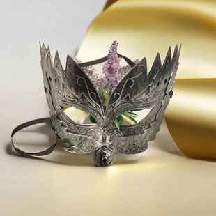 节日表演古铜色锯齿男士仿古金属面具万圣节派对半脸男面具