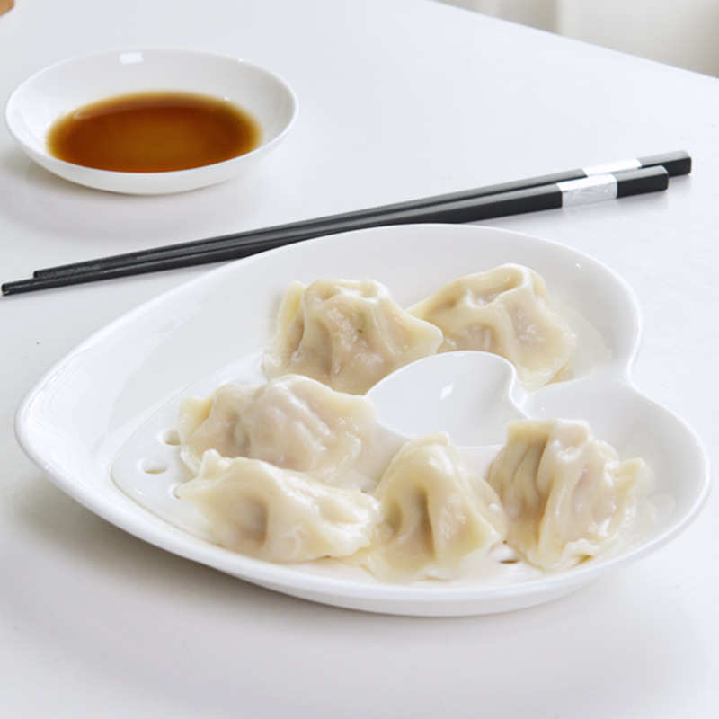 水饺子盘带醋碟碗瓷吃饺子盘子创意家用菜盘子薯条装虾盘餐具陶瓷