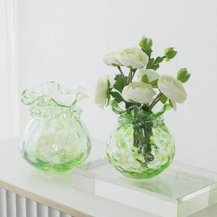 木南家居轻奢现代清新绿福袋花瓶琉璃插花花器水培客厅桌面居家