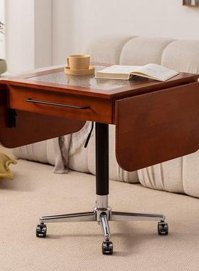 实木移升动用降餐桌折叠两多功能沙FSS发几客厅小茶户型家用桌子