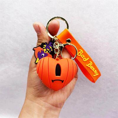 Fashion 3D Cute Bad Bunny Heart Keychain Keyring For Women M