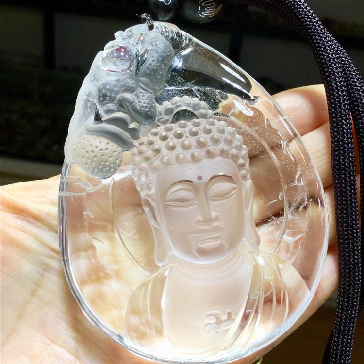 东海水晶天然红胶花一念之间佛魔一念间手把件把玩件车挂