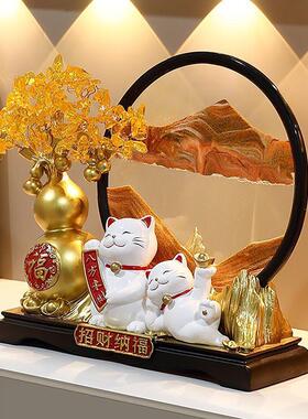 招财发财鹿系纳福葫芦招财猫办沙流画家居客乔厅玄关摆件公室迁开