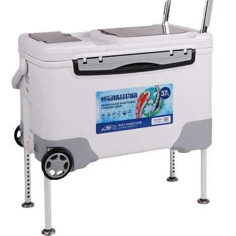 恒冠084/37L钓箱多用大盖带轮带4个升降脚全磁拉饵盘不锈钢三合一