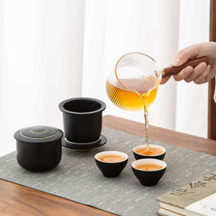 陶瓷便携式户外泡茶壶带茶叶罐旅行茶具套装商务伴手小礼品批发