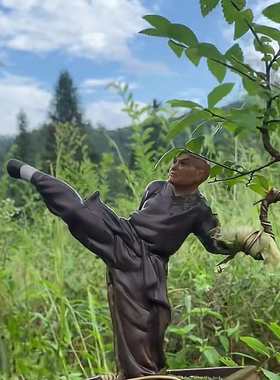 中华武术功夫无影脚陶瓷人物摆件假山园林盆景花盆可塑树观赏装饰